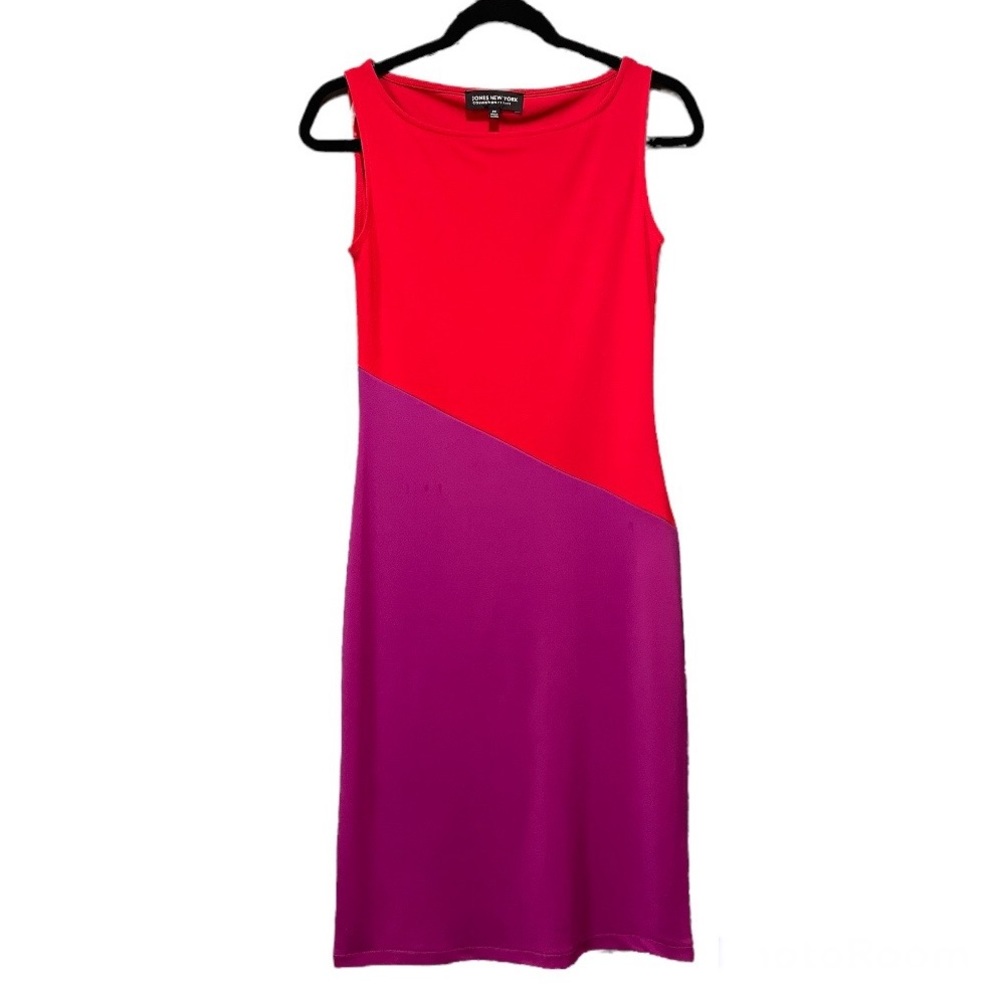 Jones New York Color Block Sheath Dress sz PP - Picture 1 of 8